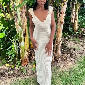 Meshki Perpetua Knit Contrast Maxi Dress - Cream